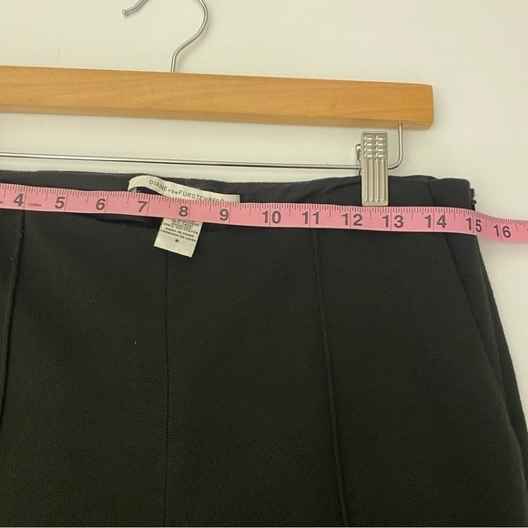 Diane Von Furstenberg || Pintucked Straight Leg Pants Wool Blend Black 8 - Picture 6 of 8